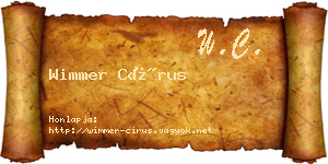 Wimmer Círus névjegykártya